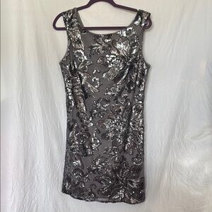 Elegant Gray Sequin Dress